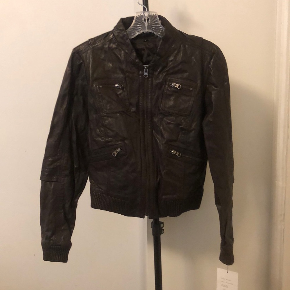 Nine West women leather jacket with zippers brand new with tags